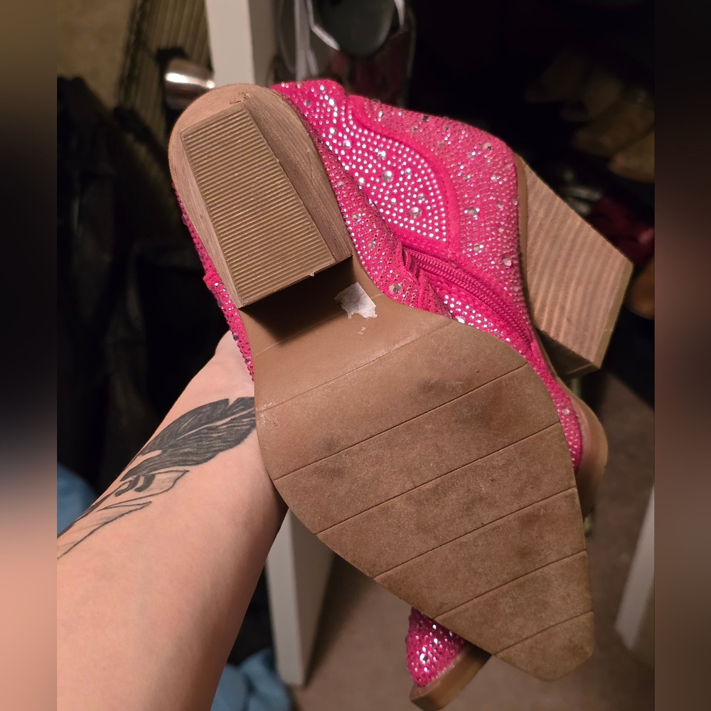 Very G Pink Sparkle Ankle Booties - Picture 3 of 4